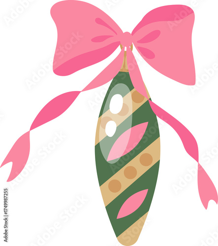 Ornament with Pink Bow Illustration