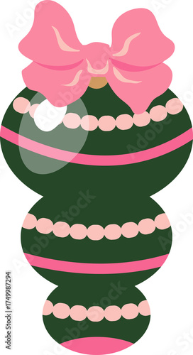 Ornament with Pink Bow and Stripes