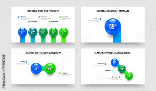 Digital Innovation 5 1 2 3 Option Graph Presentation Layout Set. Advertising Forecast Five One Two Three Step Infographic Slide Template Vector Illustration Collection.