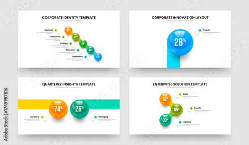 Professional Launch 5 1 2 3 Step Infographic Slideshow Design Set. Medical Solution Five One Two Three Option Diagram Presentation Layout Vector Illustration Bundle.