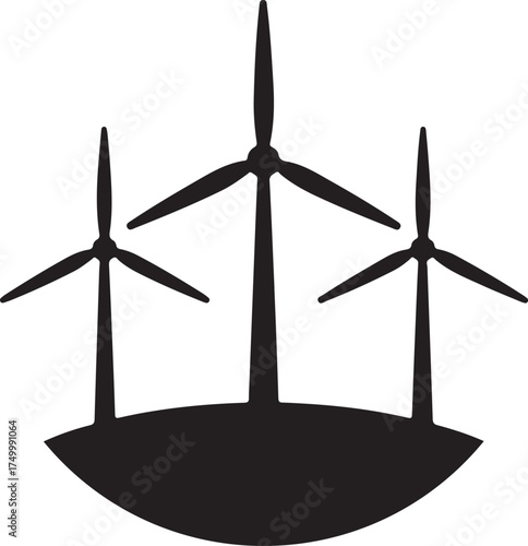Sustainable Wind Power Turbines Silhouette