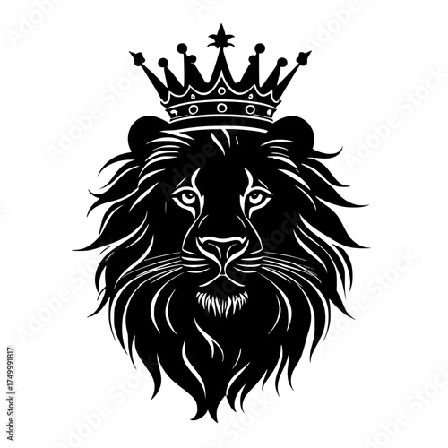 Download black lion head with crown vector illustration royalty free image silhouette