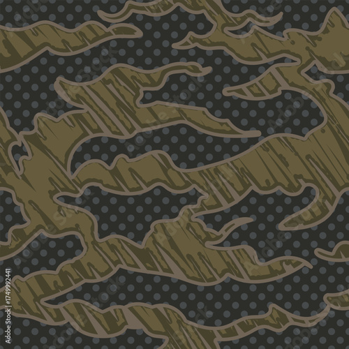 Vector seamless camo tiger stripe army fatigue pattern design