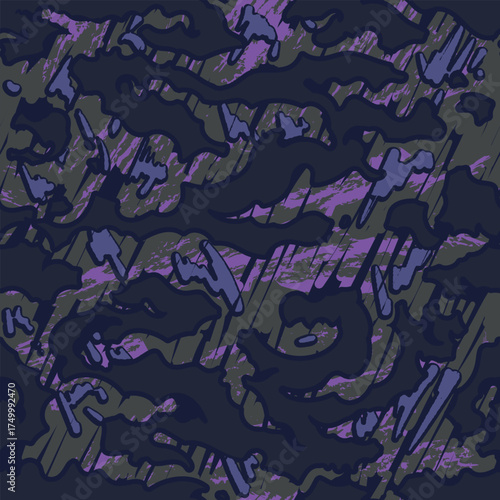 Vector seamless camo tiger stripe army fatigue pattern design
