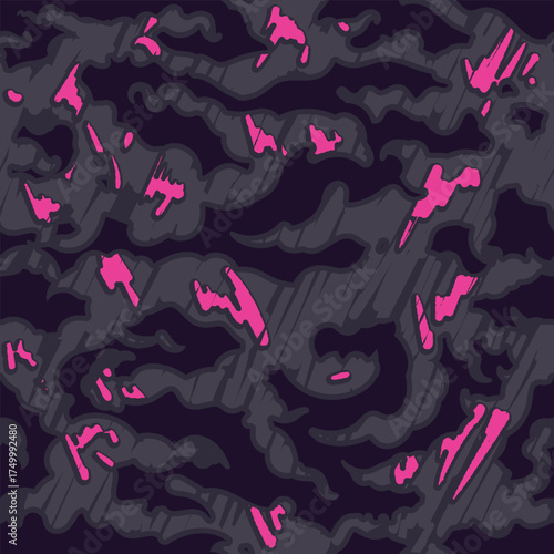 Vector seamless camo tiger stripe army fatigue pattern design