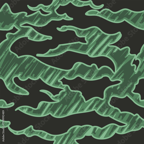Vector seamless camo tiger stripe army fatigue pattern design