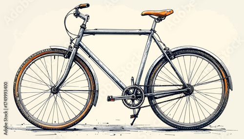 Classic bicycle with brown tires and leather seat
