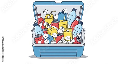 Cooler Box Filled With Drinks and Ice