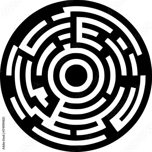 Circular Labyrinth: A complex circular labyrinth of winding paths, challenges the mind, and represents the intricacies of problem-solving and decision-making.
