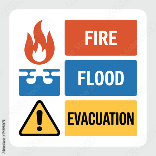 Vector illustration for International Day for Disaster Risk Reduction, featuring emergency preparedness, safety icons, natural disaster awareness, flood, earthquake, and fire prevention measures