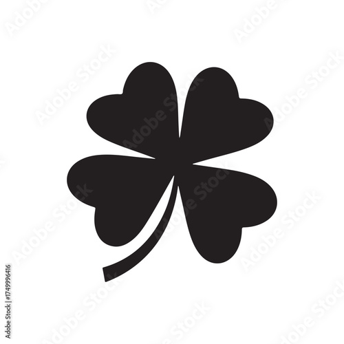 Wallpaper Mural Irish 4 leaf shamrock icon silhouette vector flat illustration design on white background Torontodigital.ca