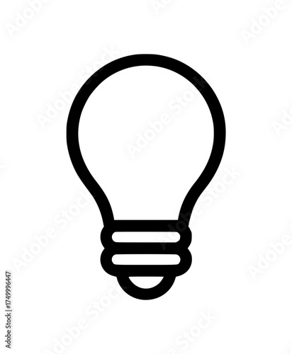 Minimalistic black outline of a light bulb icon