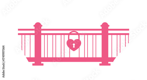 Romantic pink love lock bridge symbolizing eternal commitment and lasting affection for couples celebrating relationships and valentine's day isolated on white background