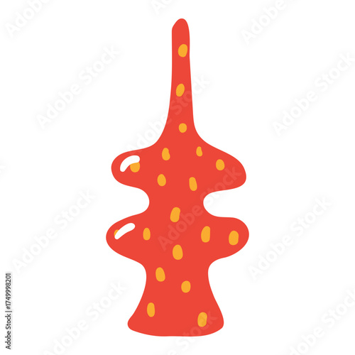 Christmas tree topper, glass ornament isolated on transparent. Hand drawn flat vector illustration. Traditional Christmas, New Year, seasonal design element, holiday clip art. Festive decoration