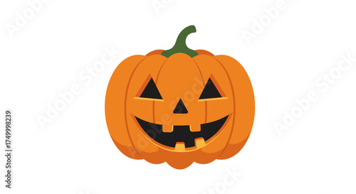 Jack o lantern halloween pumpkin with carved spooky face and stem isolated on white seamless background festive autumnal autumn celebration isolated on white background
