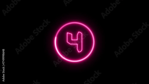 Neon time one to ten with round. 1 to 10 second. update time, next time, Play time, start time with cercle