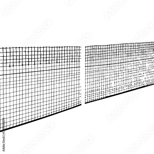 Black Wire Mesh Fencing with Square Grids, Protective Barrier, Isolated.