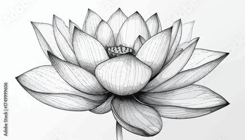 Lotus flower detailed sketch with transparent background