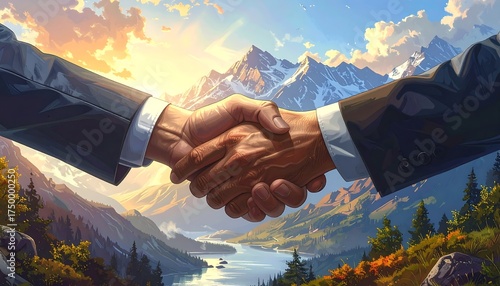 Business Partnership Agreement Mountain Landscape.