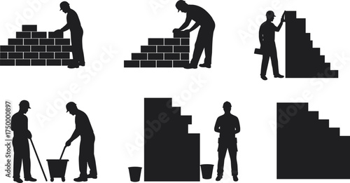 Silhouette of construction workers discussing project, team coordination, planning communication, site management, industrial teamwork, engineer instruction, workplace strategy, jobsite interaction