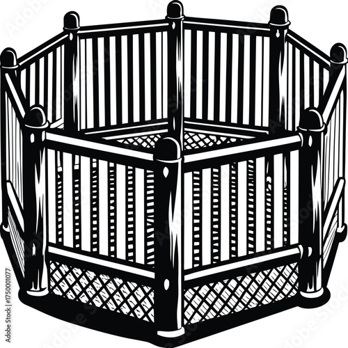 foldable-play-fence-isolated-on-pure-white-backgro.eps