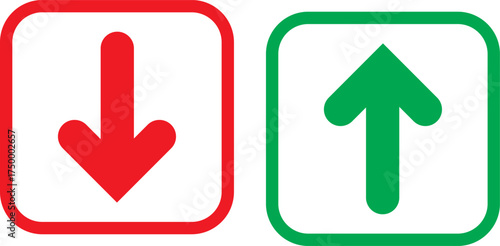 Red down arrow and green up arrow symbols