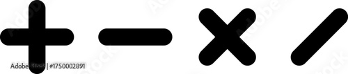 Simple black mathematical symbols on a white background