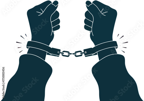 Silhouette of Hands in Handcuffs Symbolizing Arrest and Crime