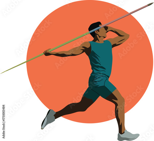 Male Athlete Throwing a Javelin during a Track and Field Competition