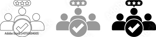 Icons representing selection and approval of individuals within a group