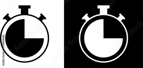 Black and white stopwatch icons showing time elapsed