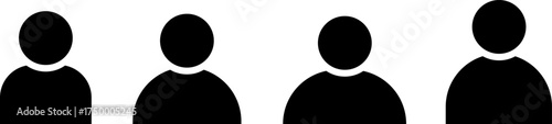 Four simple black silhouettes of people standing together