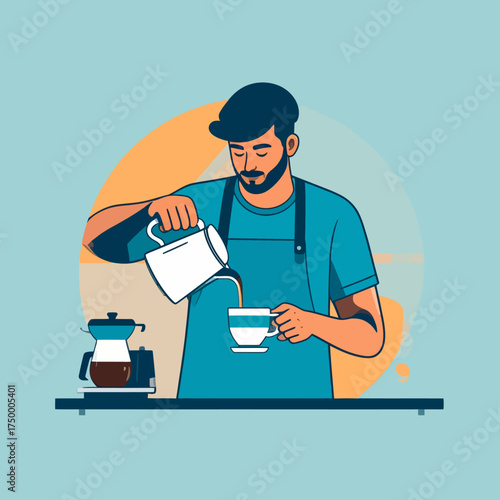 Barista pouring coffee into cup
