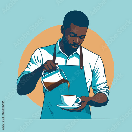 Barista pouring coffee into cup