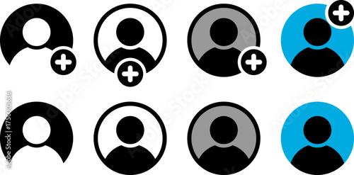 User profile icons with add button variations