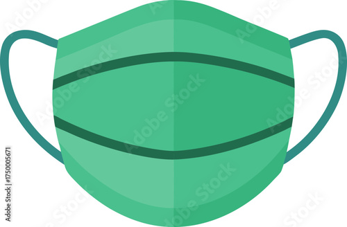 A green surgical mask up on transparent background