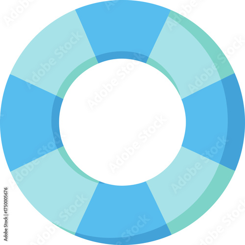 Blue striped life preserver on transparent background
