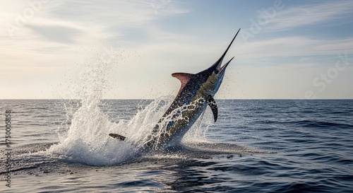 Majestic Black Marlin Leaping From Ocean Waters