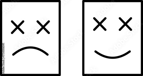 Two rectangles with simple faces showing different emotions