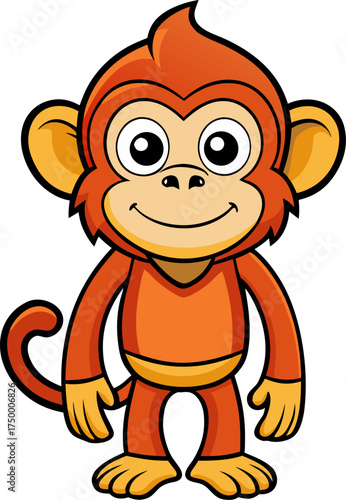 cartoon Monkey vector line art icon , white background  