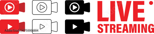 Live streaming video camera icons and text