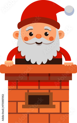 Santa stuck in chimney , white background 