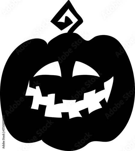 Halloween Pumpkin Silhouette. Autumn Holiday Creepy Graphic Element. Jack-o-Lantern Monster Cut-out