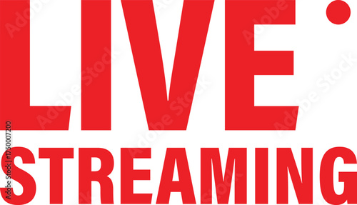 Bold red live streaming text on white background