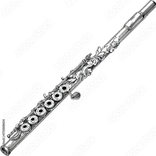 Exquisite Flute Applique Line Art Design