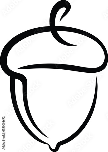 Abstract outline of an acorn with a stem tree nature