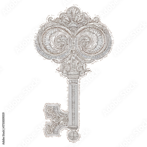 Elegant Key Pattern Embroidery Vector Design