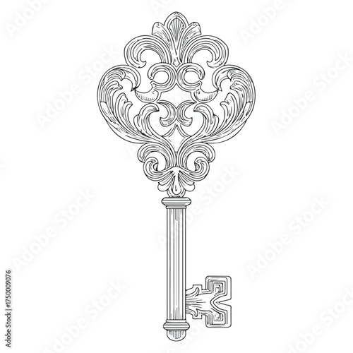 Key Applique Line Art Vector Design