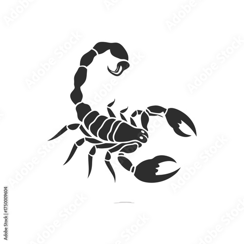 Stylized Black Scorpion Silhouette Vector Illustration Isolated on White Background, Desert Insect Graphic Design Element