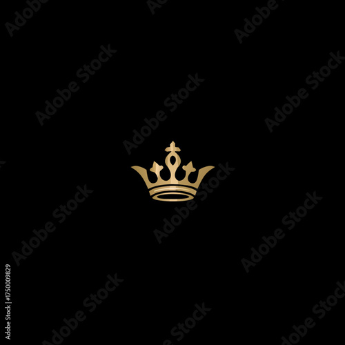 Elegant golden crown isolated on a sleek black background, symbolizing royalty, luxury, success, and premium quality.